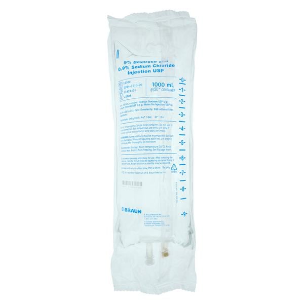 Injection Solution Dextrose 5%/Sodium Chloride 0.9% 1000mL Excel IV Container Ea