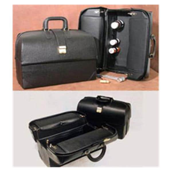 M.D. Physician Bag 17x8x11" Black Snap Closure Split Top/2 Handles