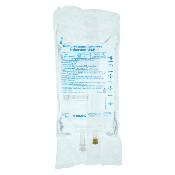 Excel IV Injection Solution Sodium Chloride 0.9% 500mL Plstc Inj Cntnr Ea