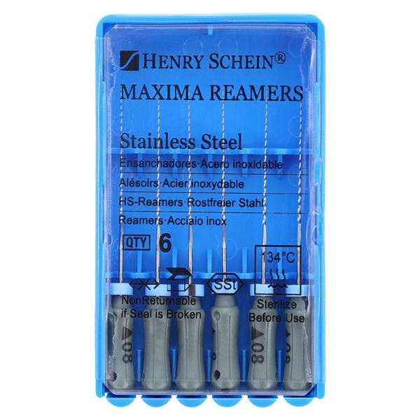 Maxima Hand Reamer 25 mm Size 8 Stainless Steel Grey 6/Bx