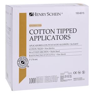 Cotton Tipped Applicator 3 in Wood Handle Non Sterile 1000/Bx