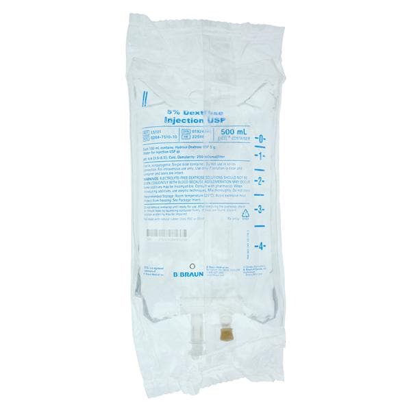 IV Injection Solution Dextrose 5%/Water 500mL Plastic Injection Container BG