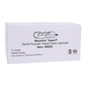 Purfybr Swab Applicator 6 in Serrated Plastic Shaft Sterile 200/Bx, 10 BX/CA