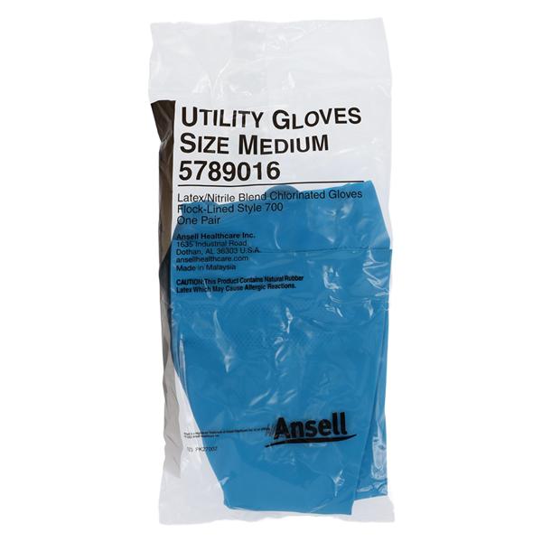Ansell Rubber Utility Gloves Medium Blue