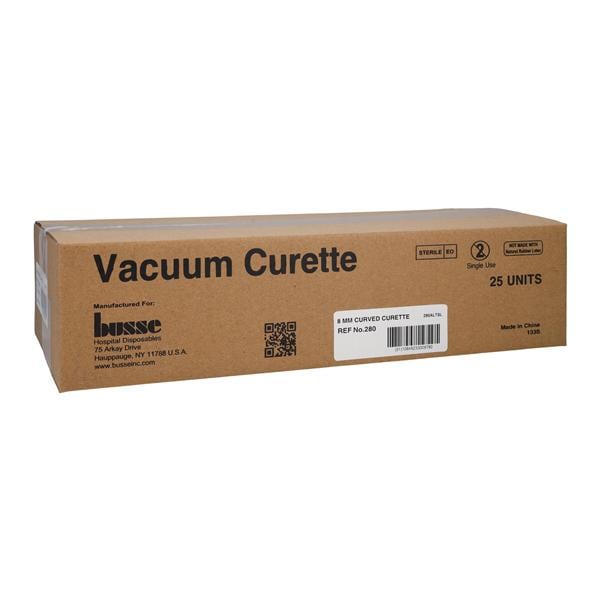 Uterine Vacuum Curette 8mm Plastic Sterile Disposable 25/Ca