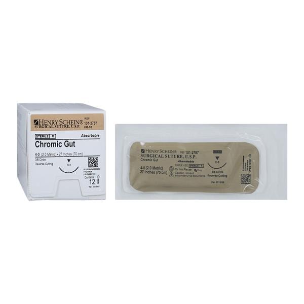 Suture 4-0 27" Chromic Gut Monofilament C-6 Undyed Beige 12/Bx