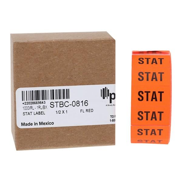 Permanent Hazard Label 0.5 in x 1 in Fluorescent Red 1000/RL