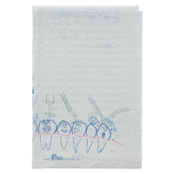 TIDI Tooth Dental Bib / Towel 2 Ply Tiss/Poly 13 in x 18 in Prntd Dsp 500/Ca