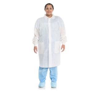 Basic Lab Coat 3 Layer SMS Medium White 25/ca