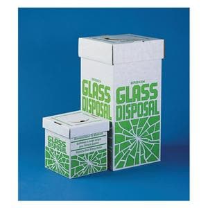 SP Scienceware Glass Disposal Box Cardboard 10L White/Green Non-Sterile 6/PK