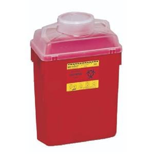 Sharps Container 6gal Red/Clear 8-8/10x12-8/10x17-1/2" Hinge Lid Plastic Ea