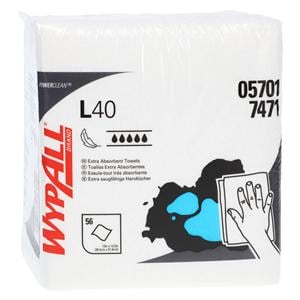 WypAll L40 Wipes 1/4 Fold Disposable Hydroknit 12.5 in x 13 in White 1008/Ca