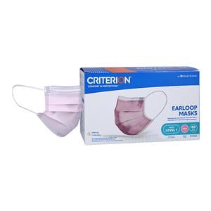 Criterion Earloop Mask ASTM Level 1 Pink 50/Bx, 6 BX/CA