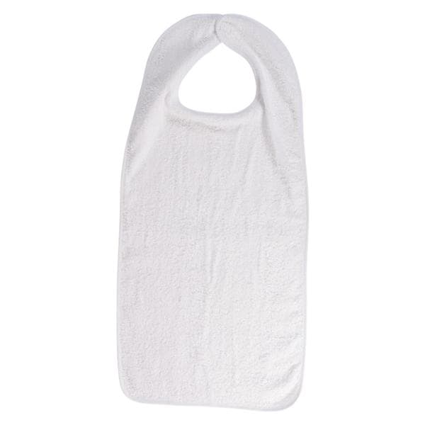 Patient Bib Terrycloth 17.5 in x 32 in White Reusable 12/Pk