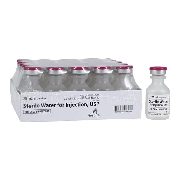 Water for Injection Injection Preservative Free SDV 20mL 25/Bx