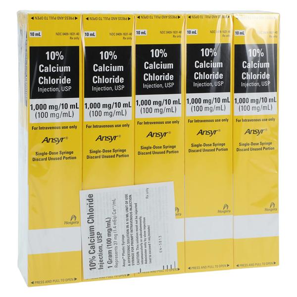 Calcium Chloride Injection 10% 100mg/mL PF Ansyr Syringe 10mL 10/Bx