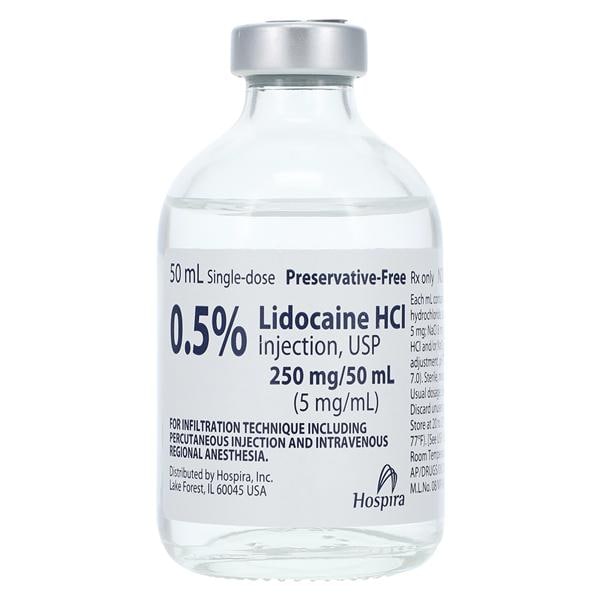 Lidocaine HCl Injection 0.5% Preservative Free SDV 50mL 25/Bx