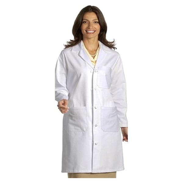 Lab Coat 3 Pockets Long Sleeves 39.5 in Large White Unisex Ea