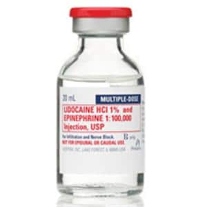 Lidocaine HCl Epinephrine Injection 1% 1:100,000 MDV 20mL 25/Bx, 4 BX/CA