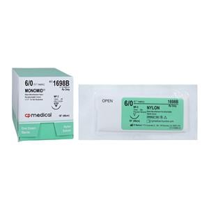 Monomid Suture 6-0 18" Nylon Monofilament NP-3 Black 12/Bx