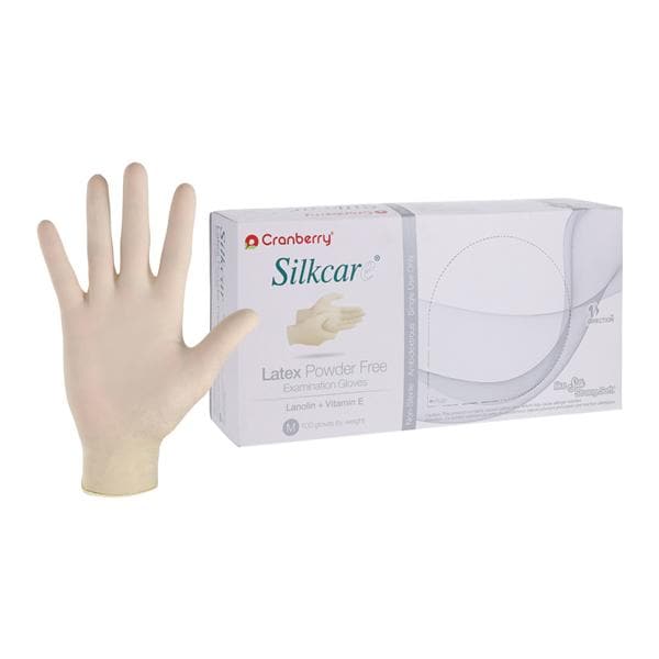 Silkcare Latex Exam Gloves Medium Natural Non-Sterile