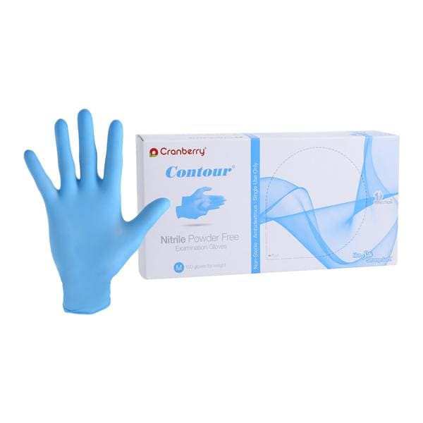 Contour Nitrile Exam Gloves Medium Blue Non-Sterile
