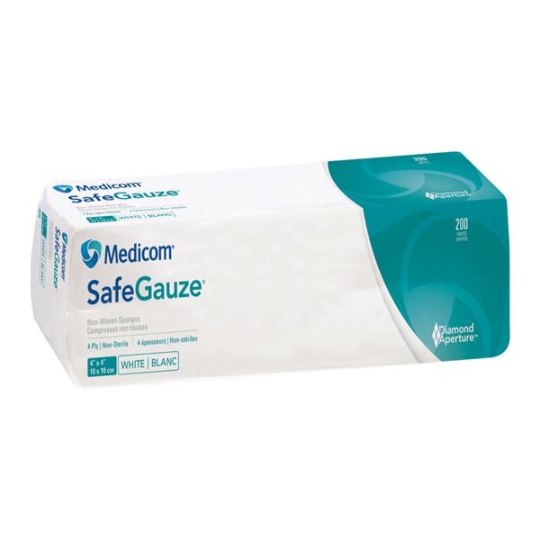 SafeGauze Viscose/Poly Blend Non-Woven Sponge 4x4" 4 Ply Non-Sterile NWvn LF