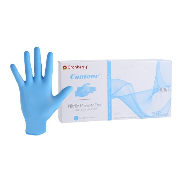 Contour Nitrile Exam Gloves Large Blue Non-Sterile