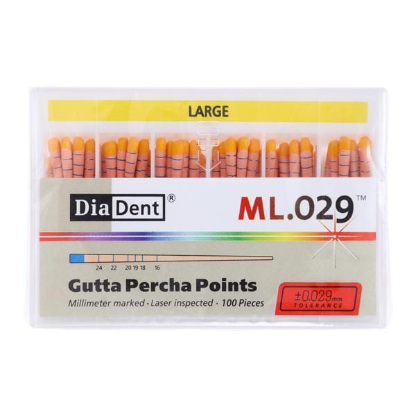 ML.029 Hand Rolled Gutta Percha Points Yellow 100/Bx