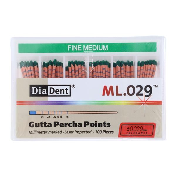 ML.029 Hand Rolled Gutta Percha Points Green 100/Bx