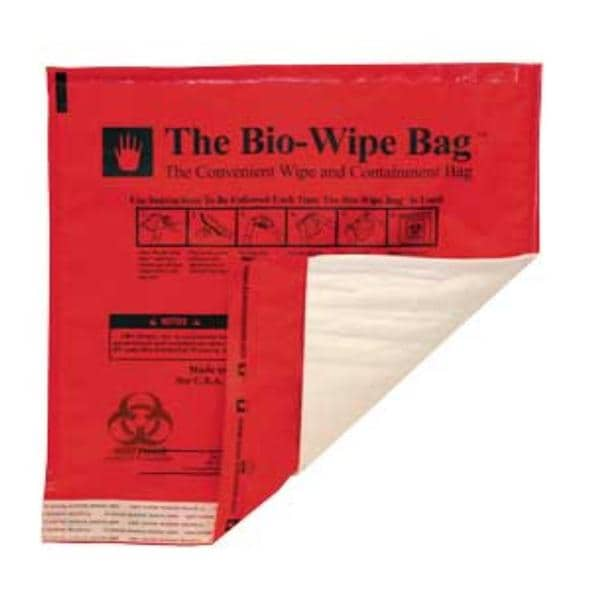 Bio-Wipe Infectious Waste Bag 11-3/4x12" Red/Black Adhesive Closure PP 10/Bx