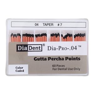 Dia-Pro Hand Rolled Gutta Percha Points Size 7 Black 60/Bx