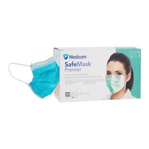 SafeMask Premier Procedure Mask ASTM Level 1 Teal Adult 50/Bx