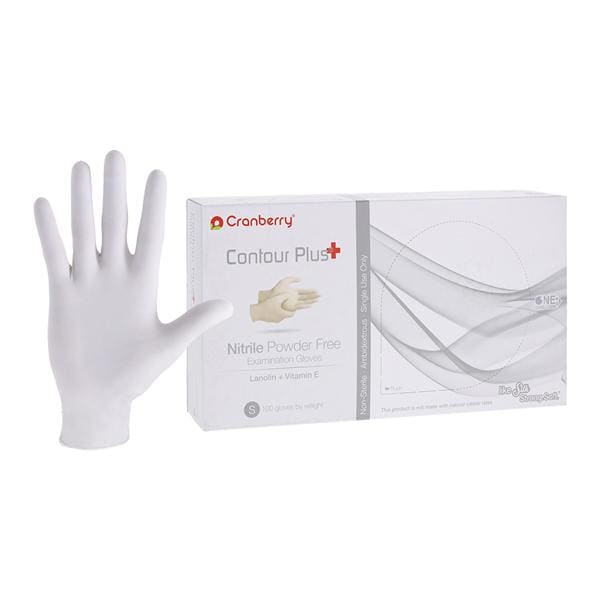 Contour Plus Nitrile Exam Gloves Small Pro White Non-Sterile
