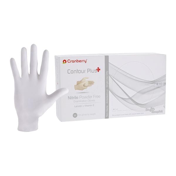 Contour Plus Nitrile Exam Gloves Medium Pro White Non-Sterile
