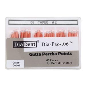 Dia-Pro Hand Rolled Gutta Percha Points Size 2 White 60/Bx