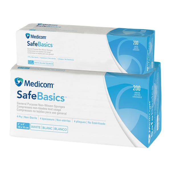 SafeBasics Viscose/Poly Blend Gauze Sponge 4x4" 4 Ply Non-Sterile Non-Woven