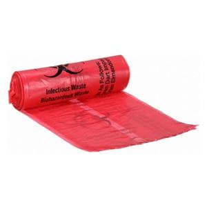 Biohazard Bag 1.25mil 23-5/8x15-3/4" Red/Black Plastic 10Rls/Bx