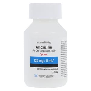 Amoxicillin Oral Suspension 125mg/5mL Dye Free Tutti-Frutti Bottle 80mL/Bt