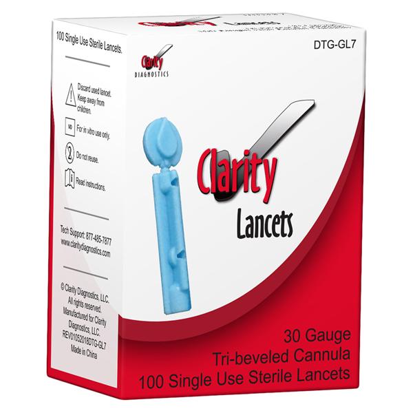 Clarity Incision Device Lancet 30g Conventional Blue Twist-Off Top 100/Bx