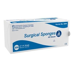 100% Cotton Gauze Sponge 4x4" 16 Ply Non-Sterile LF