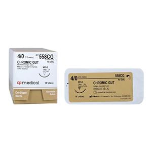 _ Suture 4-0 18" Chromic Gut Monofilament FS-2 Beige 12/Bx