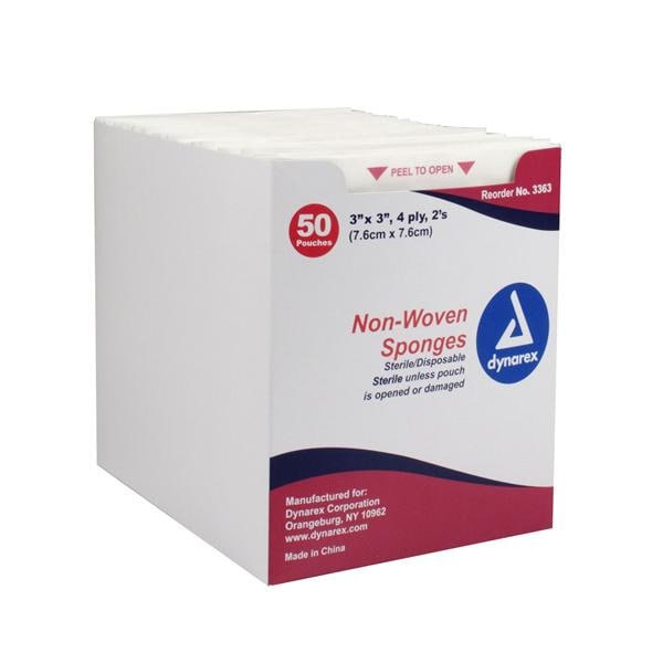 Cotton Non-Woven Sponge 3x3" 4 Ply Sterile Not Made With Natural Rubber Latex