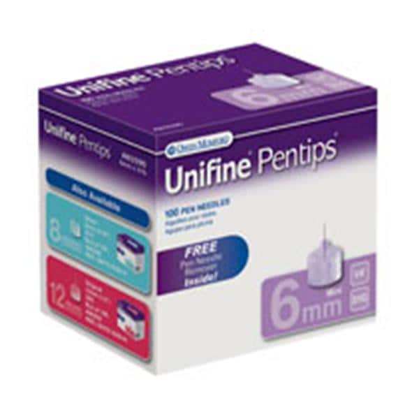 Unifine Pentip Insulin Pen Needle 31gx6mm Purple Conventional 100/Bx