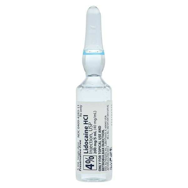 Lidocaine HCl Injection 4% Preservative Free Ampule 5mL 25/Bx