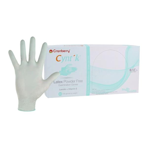 Cyntek Latex Exam Gloves X-Small Winter Green Non-Sterile