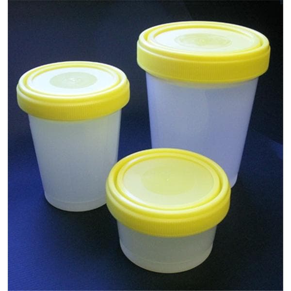 Histology Container Clear Yellow Screw Cap 100/Ca