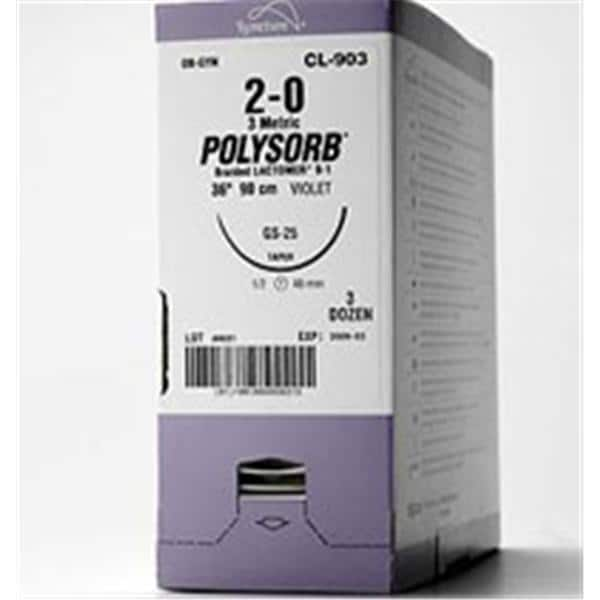 Polysorb Suture 3-0 30" Polyester Braid CV-25 Undyed 36/Ca