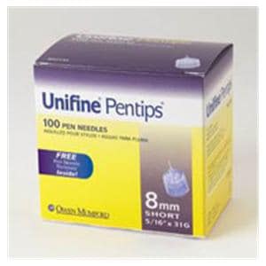 Unifine Pentip Insulin Pen Needle 31gx5/16" Blue Conventional 100/Bx