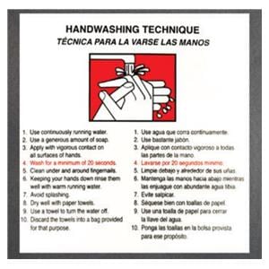 Handwashing Techniques 6x6" Informational Label 2/Pk